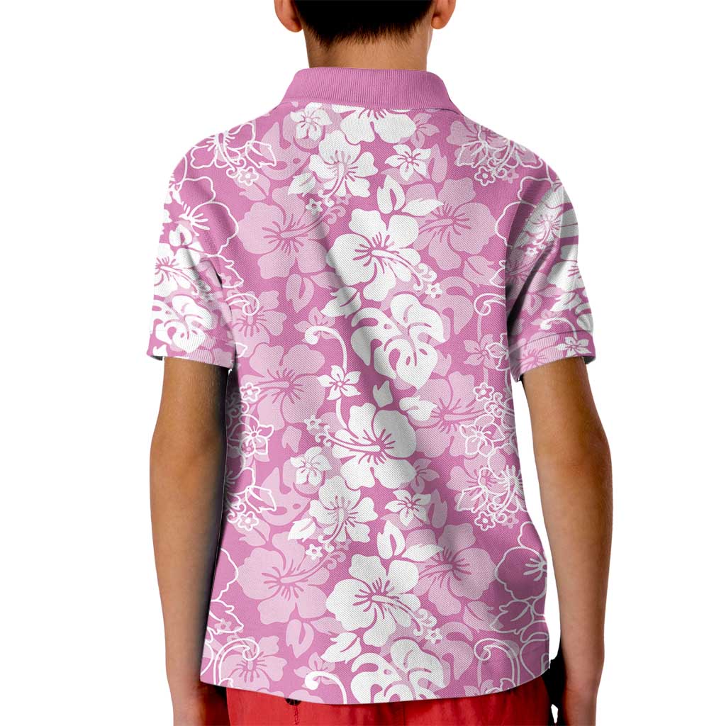 Hawaiian Lei Day Kid Polo Shirt Pink Hibiscus Flowers Lei Art