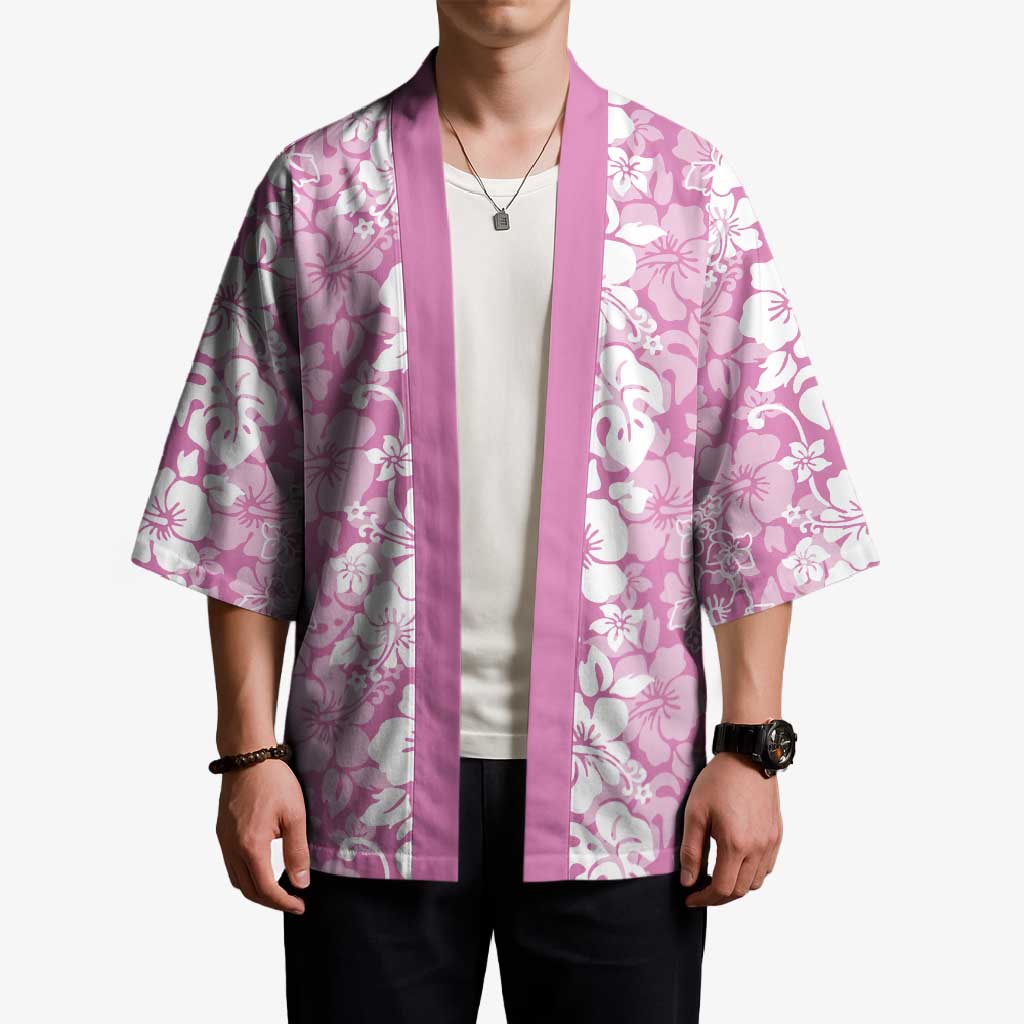Hawaiian Lei Day Kimono Pink Hibiscus Flowers Lei Art - Polynesian Pride