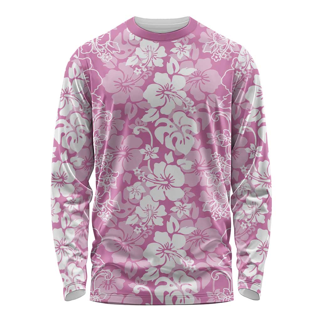 Hawaiian Lei Day Long Sleeve Shirt Pink Hibiscus Flowers Lei Art LT9 Unisex Pink - Polynesian Pride