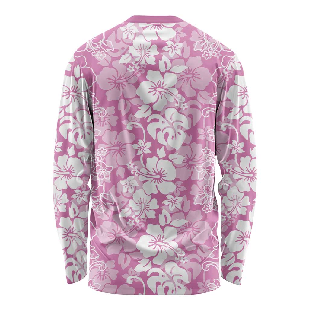 Hawaiian Lei Day Long Sleeve Shirt Pink Hibiscus Flowers Lei Art LT9 - Polynesian Pride