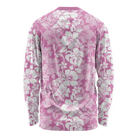Hawaiian Lei Day Long Sleeve Shirt Pink Hibiscus Flowers Lei Art LT9 - Polynesian Pride