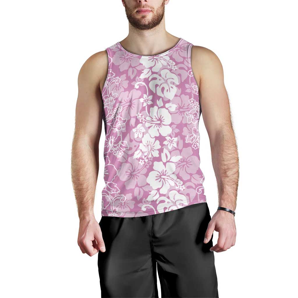 Hawaiian Lei Day Men Tank Top Pink Hibiscus Flowers Lei Art