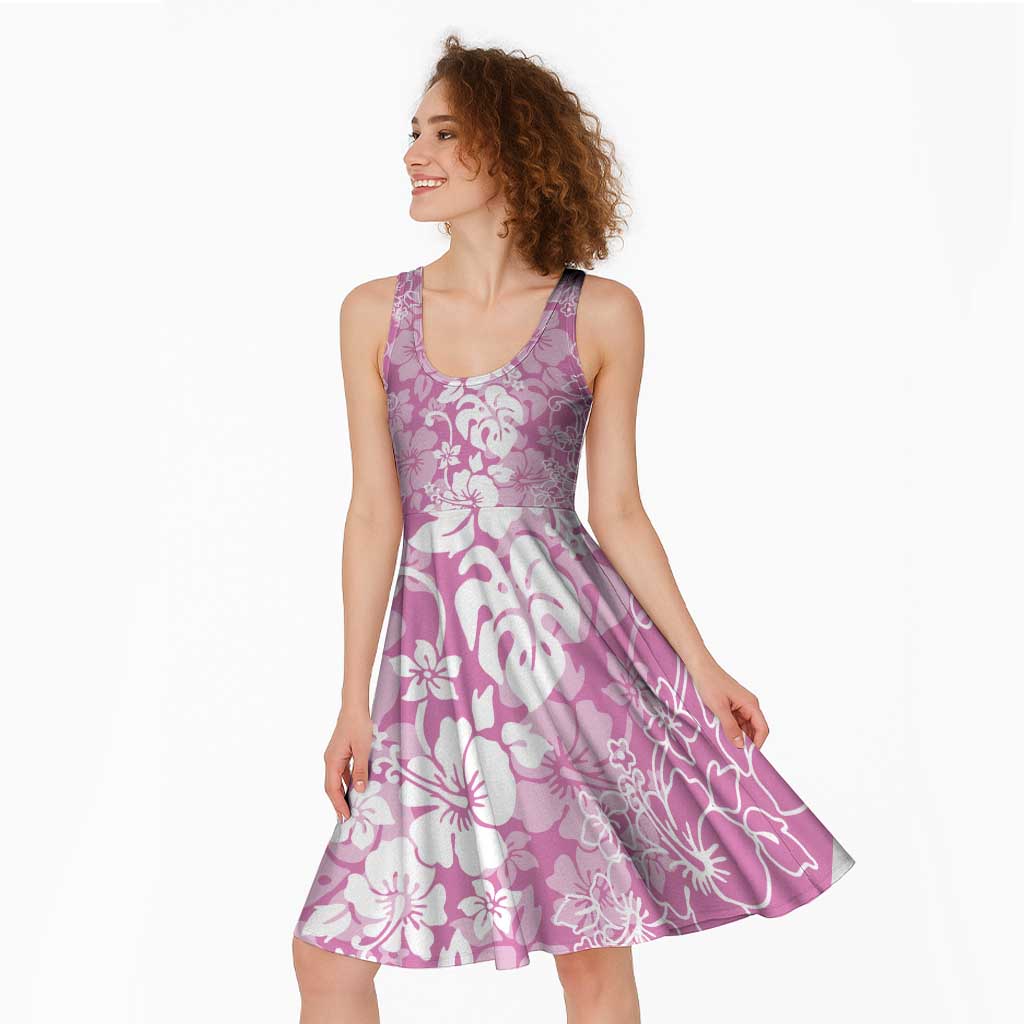 Hawaiian Lei Day Midi Dress Pink Hibiscus Flowers Lei Art - Polynesian Pride