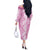 Hawaiian Lei Day Off The Shoulder Long Sleeve Dress Pink Hibiscus Flowers Lei Art