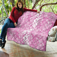 Hawaiian Lei Day Quilt Pink Hibiscus Flowers Lei Art