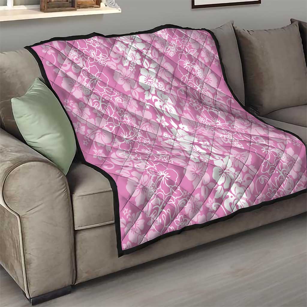 Hawaiian Lei Day Quilt Pink Hibiscus Flowers Lei Art