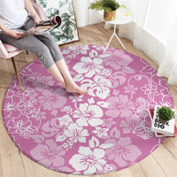 Hawaiian Lei Day Round Carpet Pink Hibiscus Flowers Lei Art LT9 - Polynesian Pride
