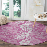 Hawaiian Lei Day Round Carpet Pink Hibiscus Flowers Lei Art LT9 - Polynesian Pride