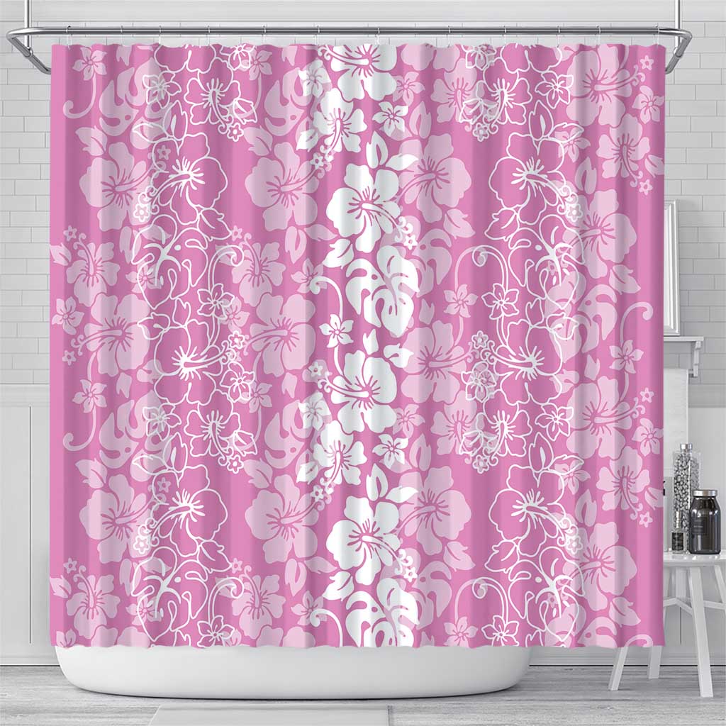 Hawaiian Lei Day Shower Curtain Pink Hibiscus Flowers Lei Art