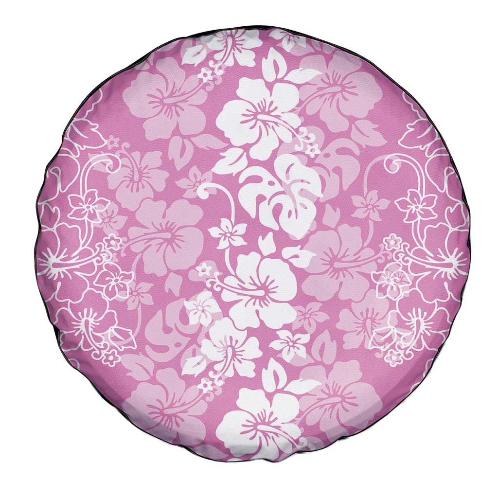 Hawaiian Lei Day Spare Tire Cover Pink Hibiscus Flowers Lei Art