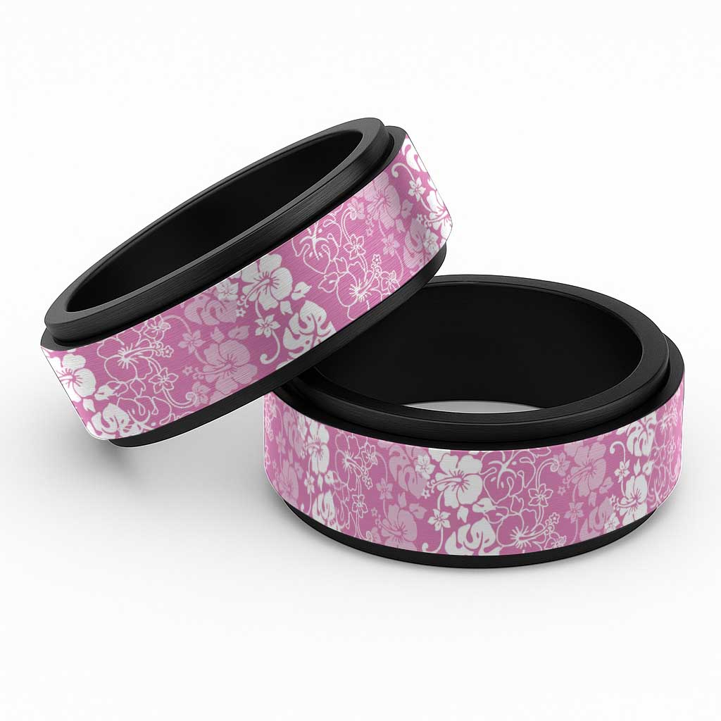 Hawaiian Lei Day Spinner Ring Pink Hibiscus Flowers Lei Art - Polynesian Pride