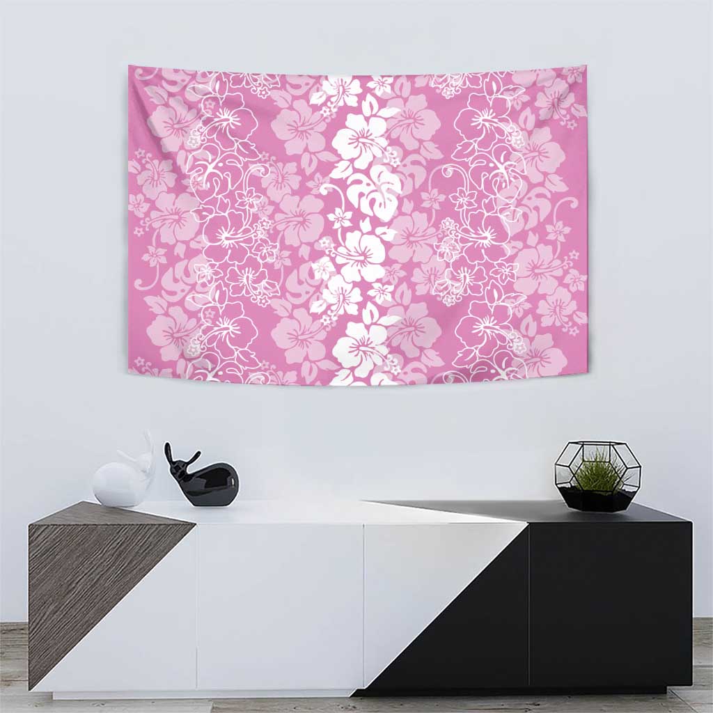 Hawaiian Lei Day Tapestry Pink Hibiscus Flowers Lei Art