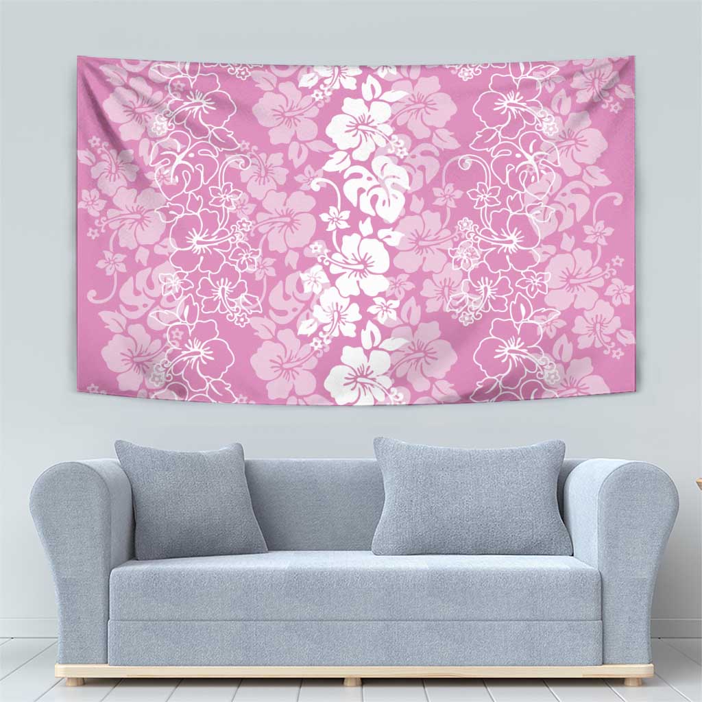 Hawaiian Lei Day Tapestry Pink Hibiscus Flowers Lei Art