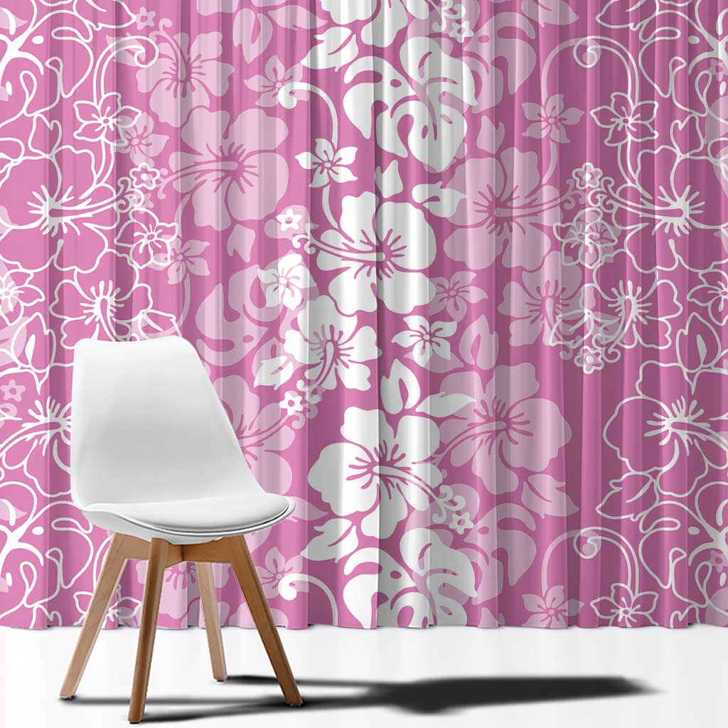 Hawaiian Lei Day Window Curtain Pink Hibiscus Flowers Lei Art LT9 - Polynesian Pride