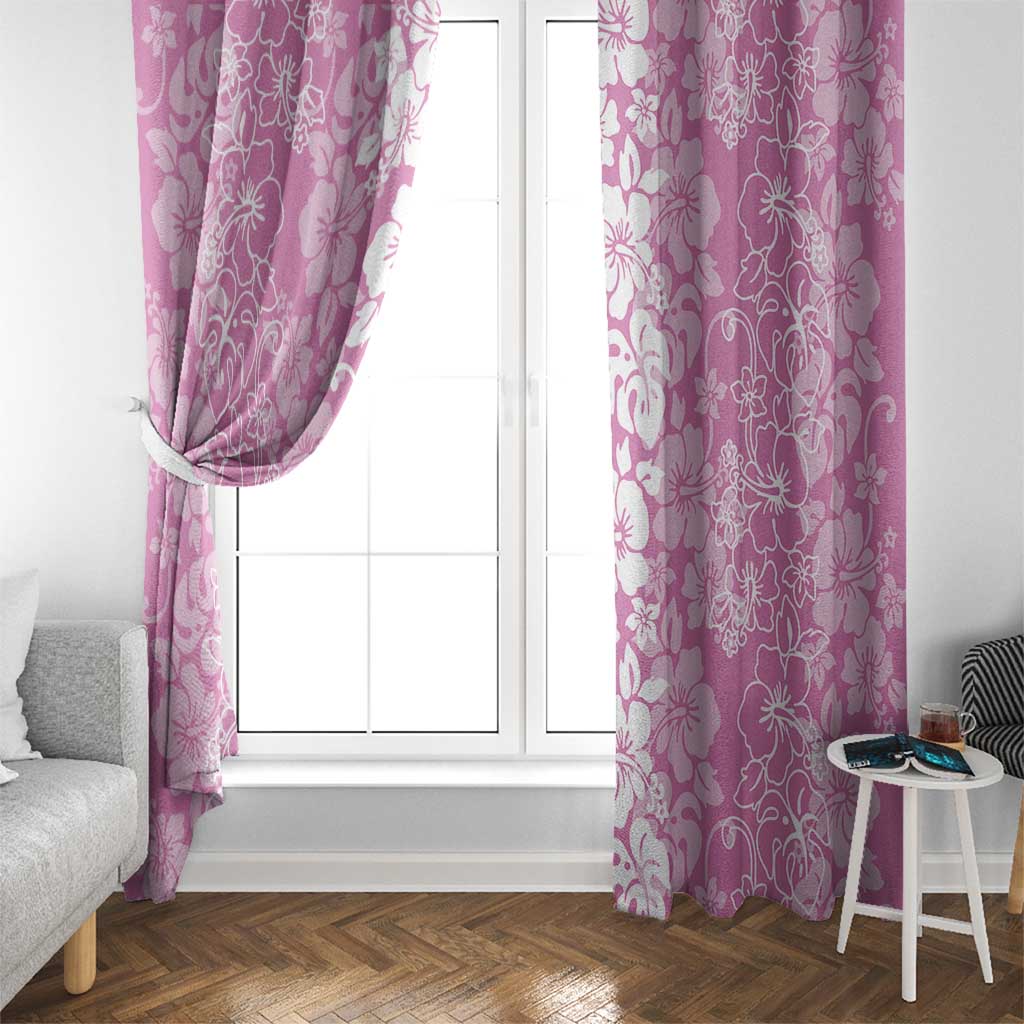 Hawaiian Lei Day Window Curtain Pink Hibiscus Flowers Lei Art LT9 - Polynesian Pride