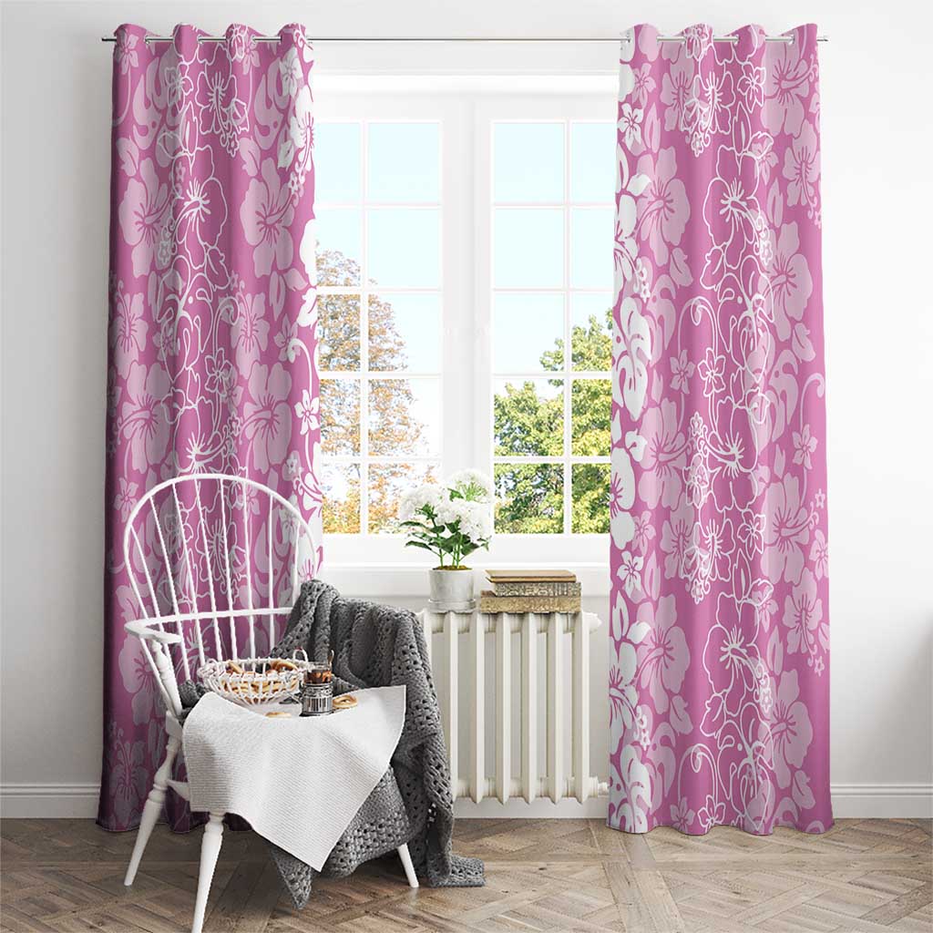 Hawaiian Lei Day Window Curtain Pink Hibiscus Flowers Lei Art LT9 - Polynesian Pride