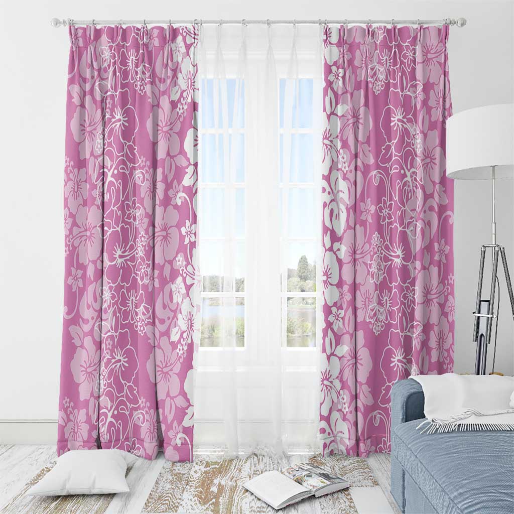 Hawaiian Lei Day Window Curtain Pink Hibiscus Flowers Lei Art LT9 - Polynesian Pride