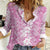 Hawaiian Lei Day Women Casual Shirt Pink Hibiscus Flowers Lei Art