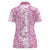Hawaiian Lei Day Women Polo Shirt Pink Hibiscus Flowers Lei Art