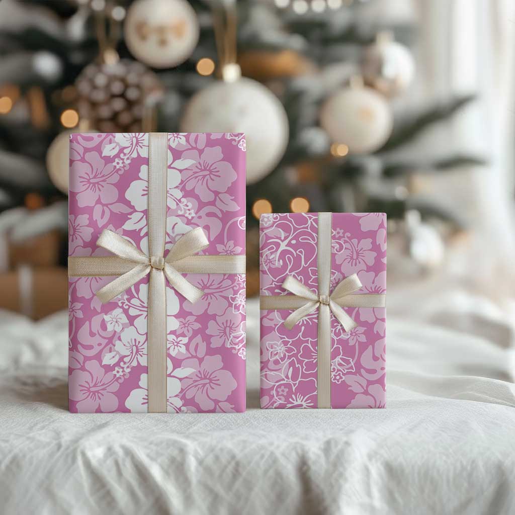 Hawaiian Lei Day Wrapping Paper Pink Hibiscus Flowers Lei Art - Polynesian Pride