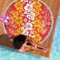 Hawaiian Lei Day Beach Blanket Red Hibiscus Flowers Lei Art LT9 - Polynesian Pride