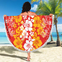 Hawaiian Lei Day Beach Blanket Red Hibiscus Flowers Lei Art LT9 - Polynesian Pride