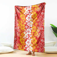 Hawaiian Lei Day Blanket Red Hibiscus Flowers Lei Art LT9 - Polynesian Pride