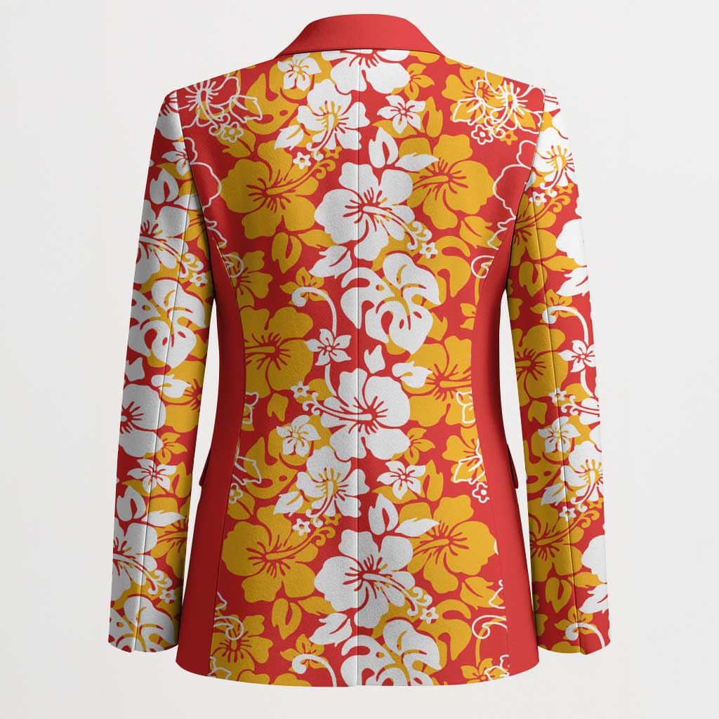 Hawaiian Lei Day Blazer Red Hibiscus Flowers Lei Art - Polynesian Pride