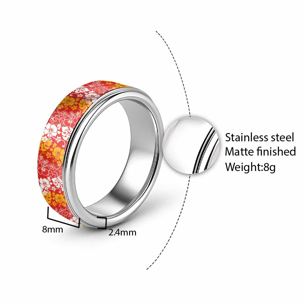 Hawaiian Lei Day Classic Ring Red Hibiscus Flowers Lei Art - Polynesian Pride