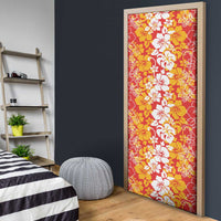 Hawaiian Lei Day Door Cover Red Hibiscus Flowers Lei Art - Polynesian Pride