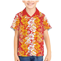 Hawaiian Lei Day Family Matching Mermaid Dress and Hawaiian Shirt Red Hibiscus Flowers Lei Art