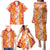 Hawaiian Lei Day Family Matching Puletasi and Hawaiian Shirt Red Hibiscus Flowers Lei Art