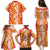 Hawaiian Lei Day Family Matching Puletasi and Hawaiian Shirt Red Hibiscus Flowers Lei Art