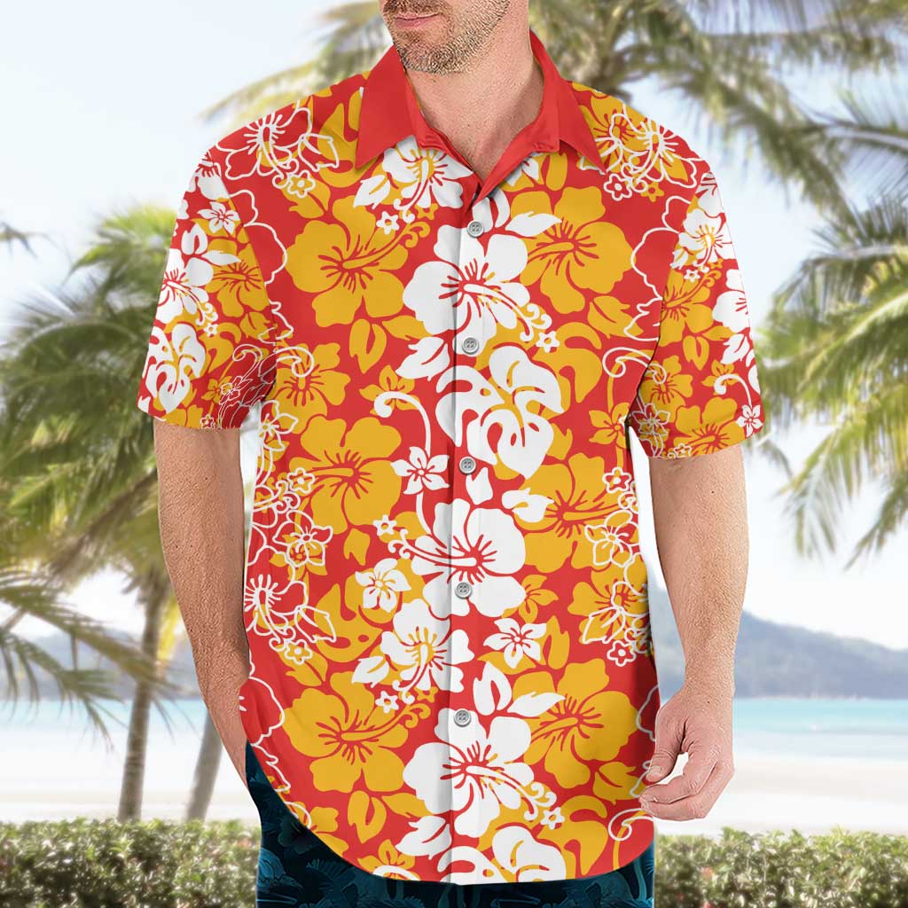 Hawaiian Lei Day Hawaiian Shirt Red Hibiscus Flowers Lei Art