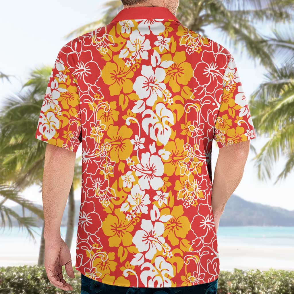 Hawaiian Lei Day Hawaiian Shirt Red Hibiscus Flowers Lei Art