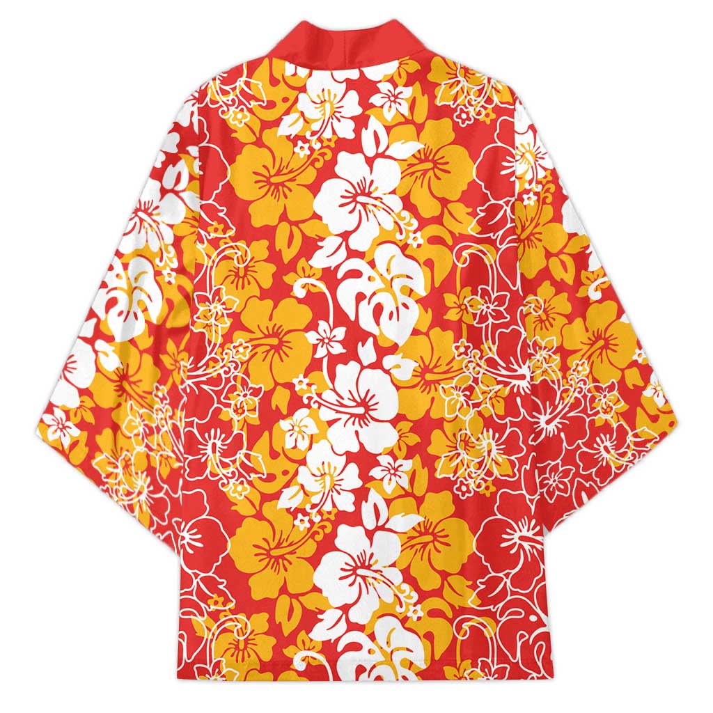 Hawaiian Lei Day Kimono Red Hibiscus Flowers Lei Art - Polynesian Pride