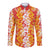 Hawaiian Lei Day Long Sleeve Button Shirt Red Hibiscus Flowers Lei Art