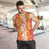 Hawaiian Lei Day Men Tank Top Red Hibiscus Flowers Lei Art