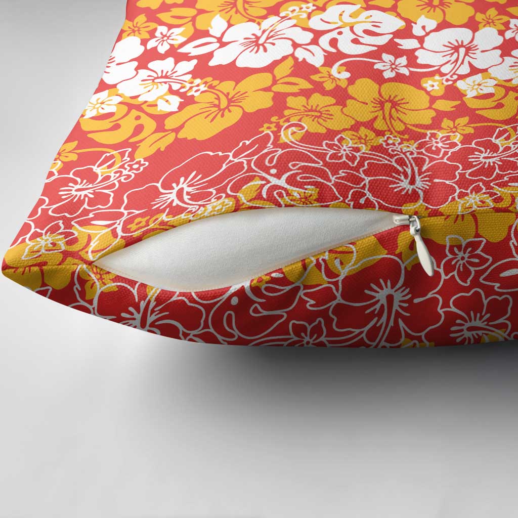 Hawaiian Lei Day Pillow Cover Red Hibiscus Flowers Lei Art - Polynesian Pride