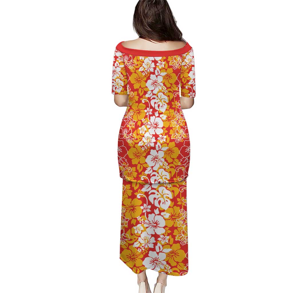 Hawaiian Lei Day Puletasi Red Hibiscus Flowers Lei Art LT9 - Polynesian Pride