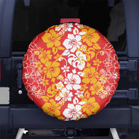 Hawaiian Lei Day Spare Tire Cover Red Hibiscus Flowers Lei Art