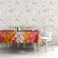 Hawaiian Lei Day Tablecloth Red Hibiscus Flowers Lei Art