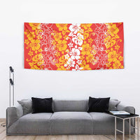 Hawaiian Lei Day Tapestry Red Hibiscus Flowers Lei Art
