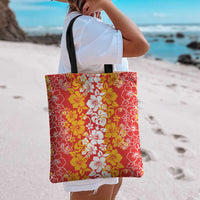 Hawaiian Lei Day Tote Bag Red Hibiscus Flowers Lei Art - Polynesian Pride