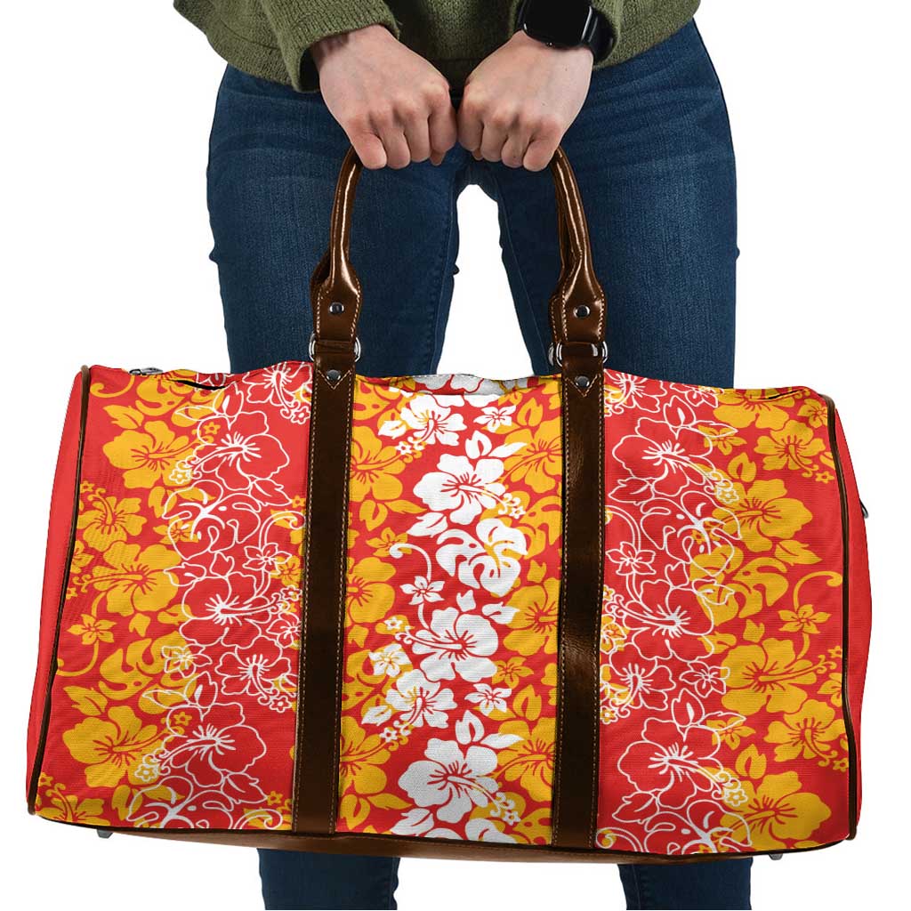 Hawaiian Lei Day Travel Bag Red Hibiscus Flowers Lei Art - Polynesian Pride