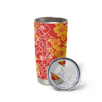 Hawaiian Lei Day Tumbler Cup Red Hibiscus Flowers Lei Art