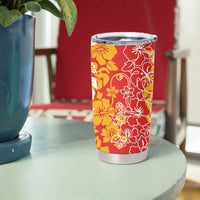 Hawaiian Lei Day Tumbler Cup Red Hibiscus Flowers Lei Art