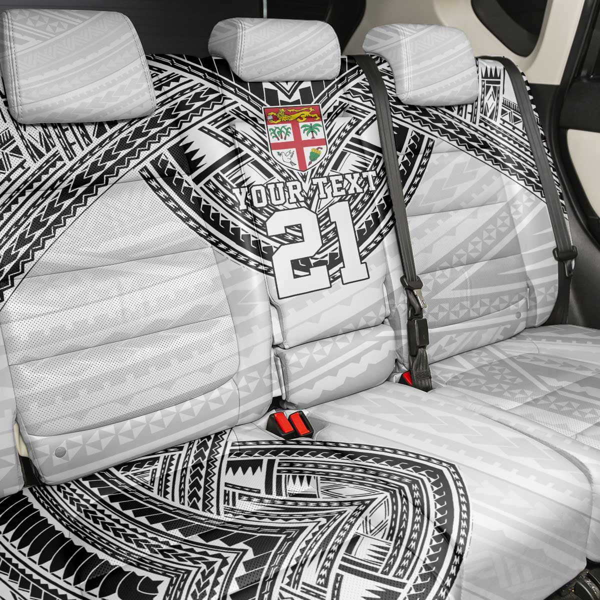 Flying Fijians Pacific Fiji Rugby Custom Back Car Seat Cover Polynesian Pattern