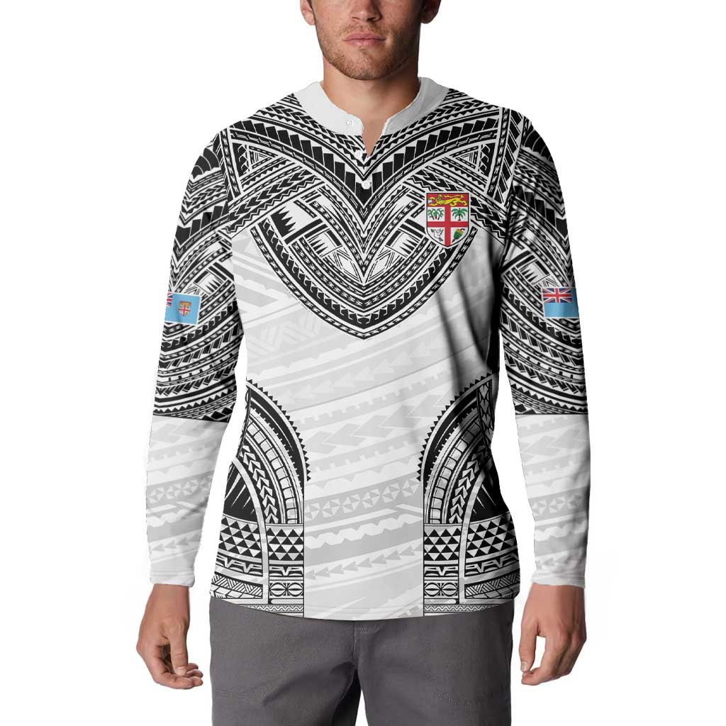 Flying Fijians Pacific Fiji Rugby Custom Button Sweatshirt Polynesian Pattern