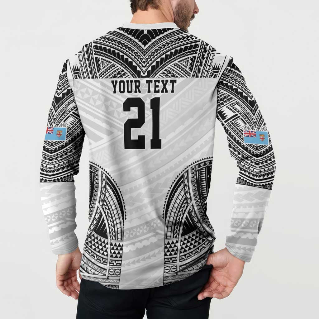 Flying Fijians Pacific Fiji Rugby Custom Button Sweatshirt Polynesian Pattern